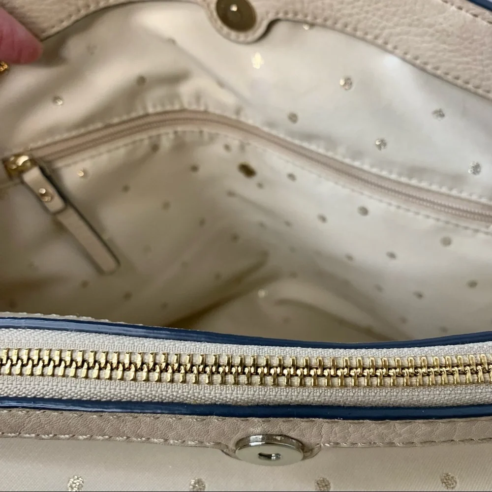Kate Spade Mercer Isle Sloan Satchel Crossbody Leather Bag Ostrich Egg Off White